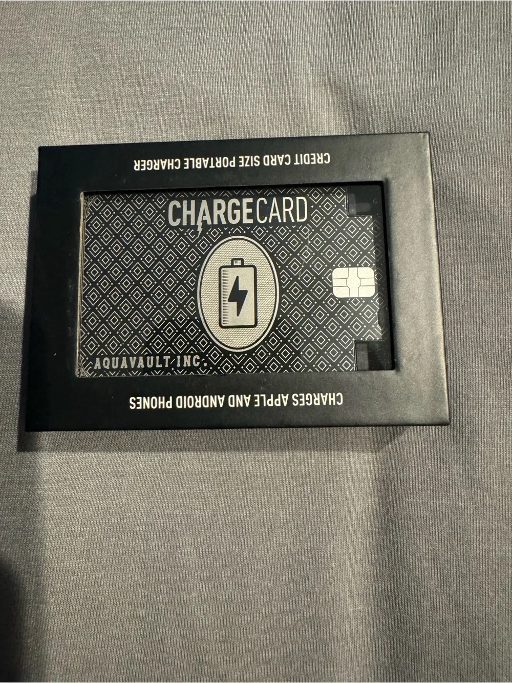 Aquavault Charge Card Portable USB Charger - Black and Silver